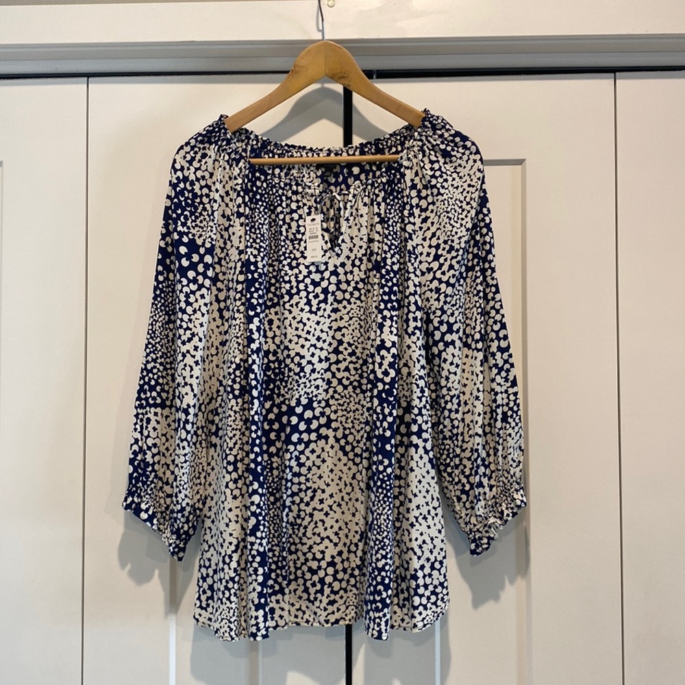NWT - Wonderful Talbots summer weight navy and white shirt!